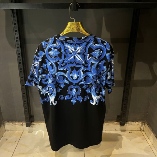 DG Majolica Print Cotton Black T Shirt - Image 3
