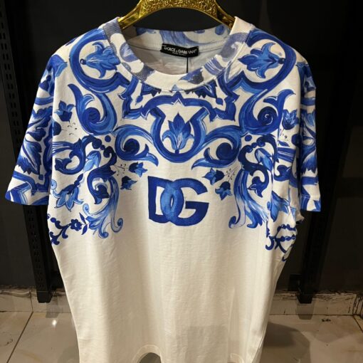 DG Majolica Print Cotton White T Shirt - Image 2