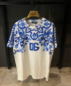 DG Majolica Print Cotton White T Shirt