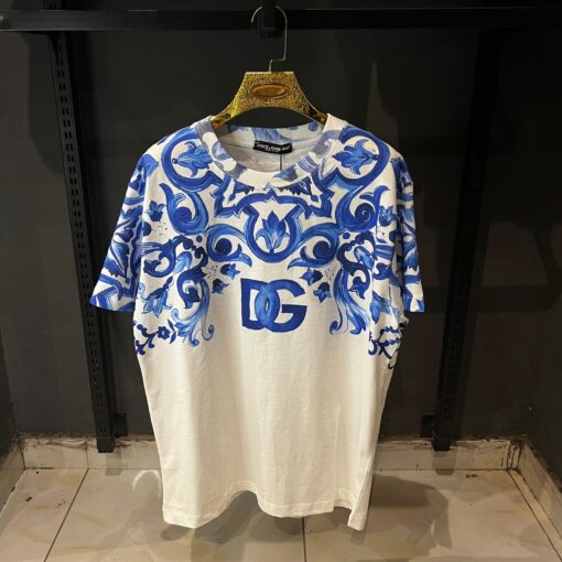 DG Majolica Print Cotton White T Shirt
