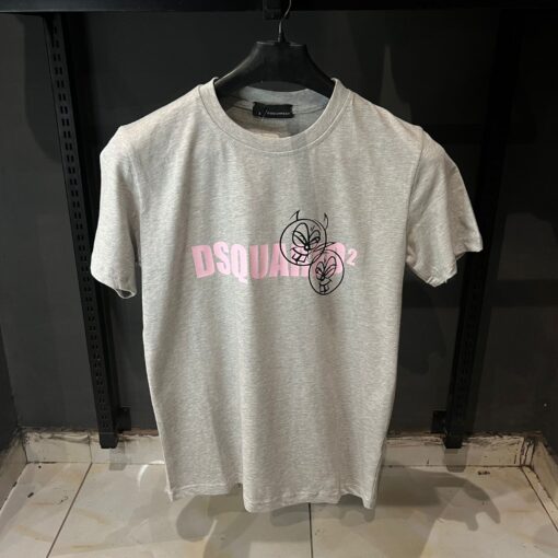 DSQ Doodle Logo Face Cotton Gray T Shirt