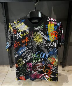 DSQ2 Sketch Graphics Black Crewneck T-Shirt