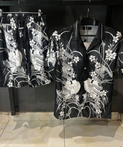 AR floral-print silk short set