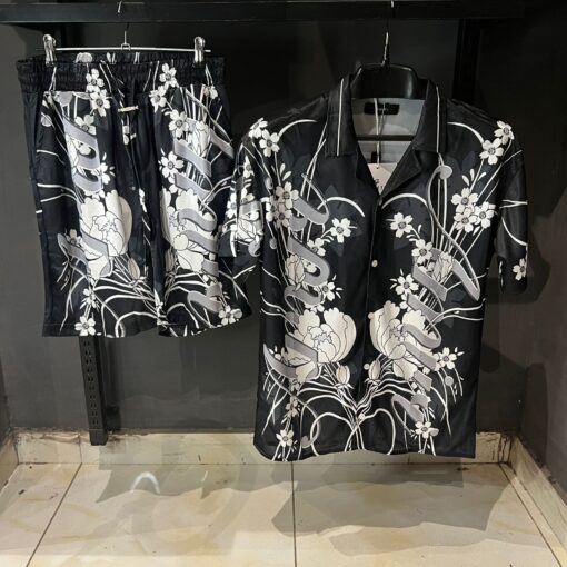 AR floral-print silk short set
