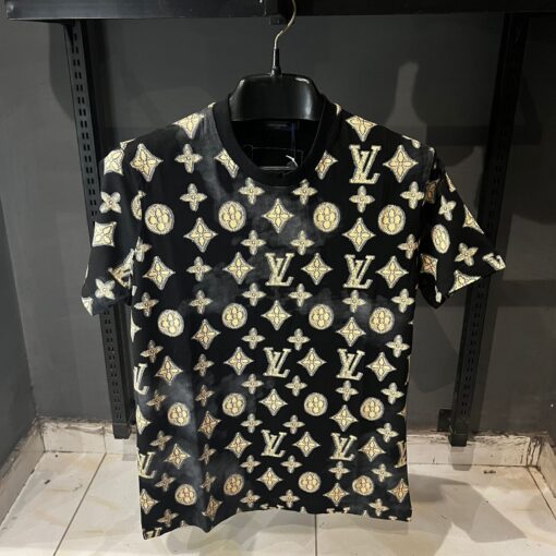 LOUIS V ALL OVER BROWN PRINTED SHIRT