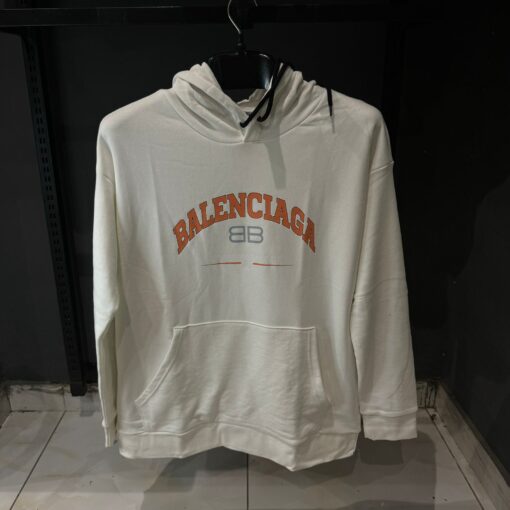 BB Maison Wide Fit White Hoodie in Fleece