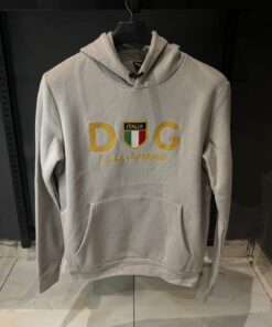 DG Italia Print Cotton Hoodie In Bianco