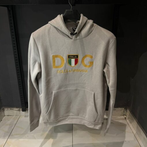 DG Italia Print Cotton Hoodie In Bianco
