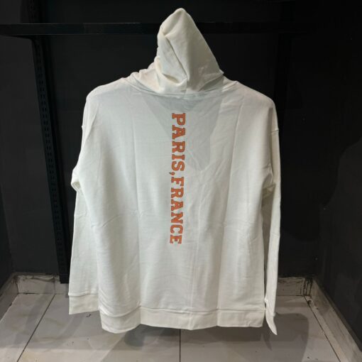 BB Maison Wide Fit White Hoodie in Fleece - Image 2