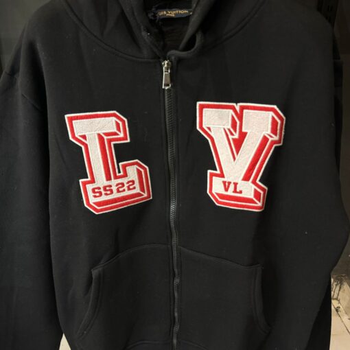 Louis V Graphic Intarsia Cotton Hoodie - Image 2