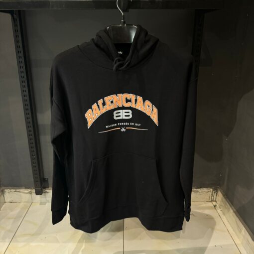 BB Maison Wide Fit Black Hoodie in Fleece