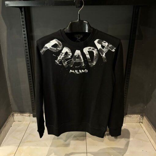Prada cotton sweatshirt with contrasting inlaid logo