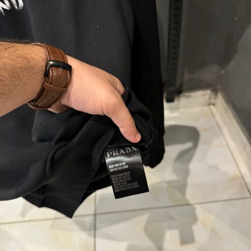 Prada cotton sweatshirt with contrasting inlaid logo - Image 3