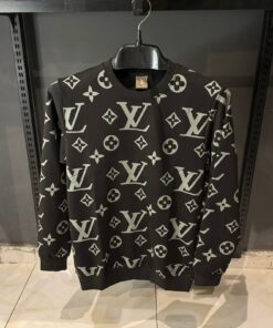 Louis V Full Monogram Jacquard Crewneck Sweatshirt Black