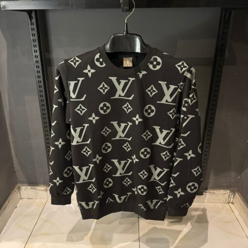 Louis V Full Monogram Jacquard Crewneck Sweatshirt Black