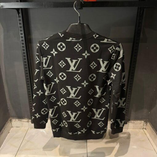 Louis V Full Monogram Jacquard Crewneck Sweatshirt Black - Image 2