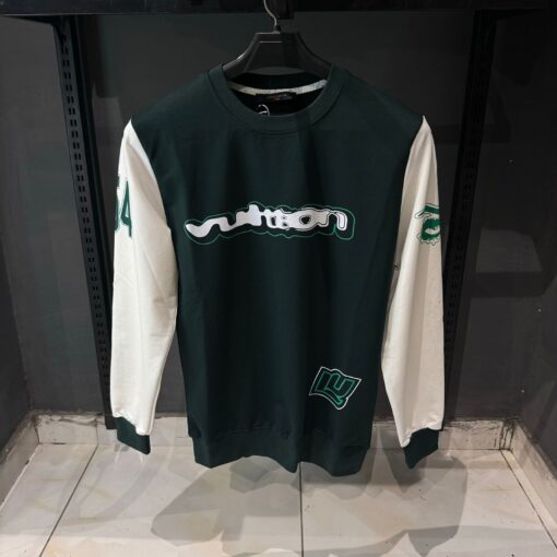 Louis V Full Sleeved Cotton Intarsia Green Crewneck