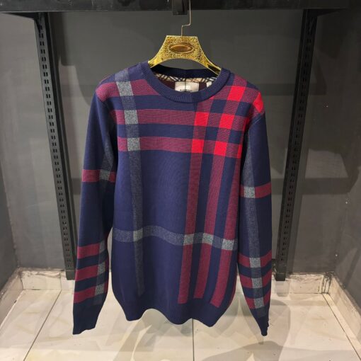 BR Vintage Check cardigan Blue Sweater