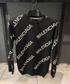 BB Allover Logo Sweater in Black and White Wool Knit