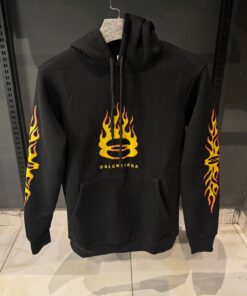 BB logo Fire print cotton hoodie