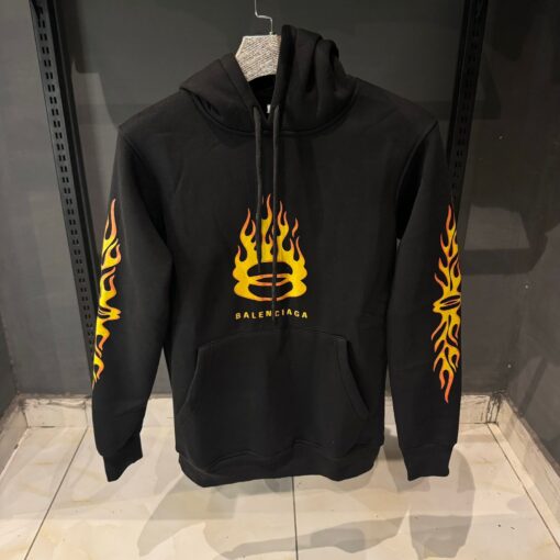 BB logo Fire print cotton hoodie