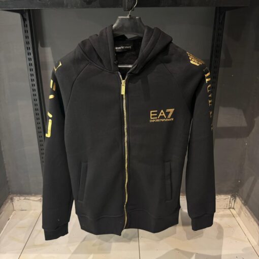 AX Mens Hoodie With Arm Logo In Black Gold