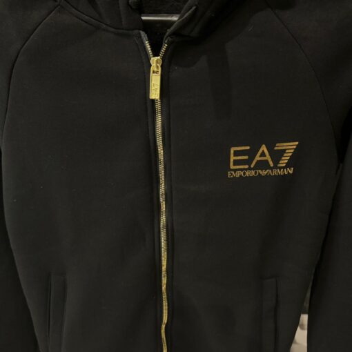 AX Mens Hoodie With Arm Logo In Black Gold - Image 2