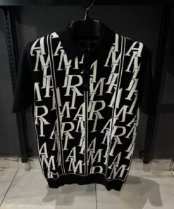 AR Knitted Polo Shirt Black White