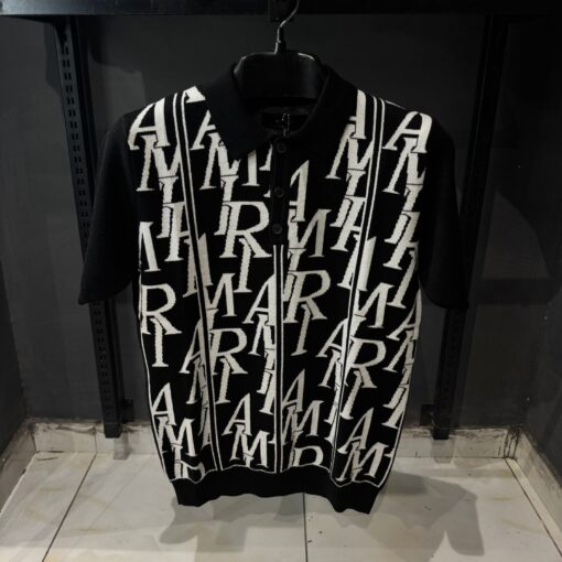 AR Knitted Polo Shirt Black White