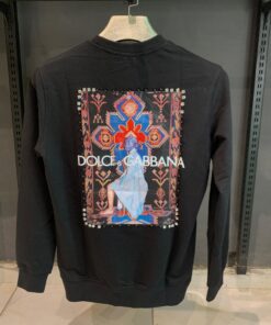 Alternative view of D&G Black Sweatshirt with Crown Patch & Colored Print