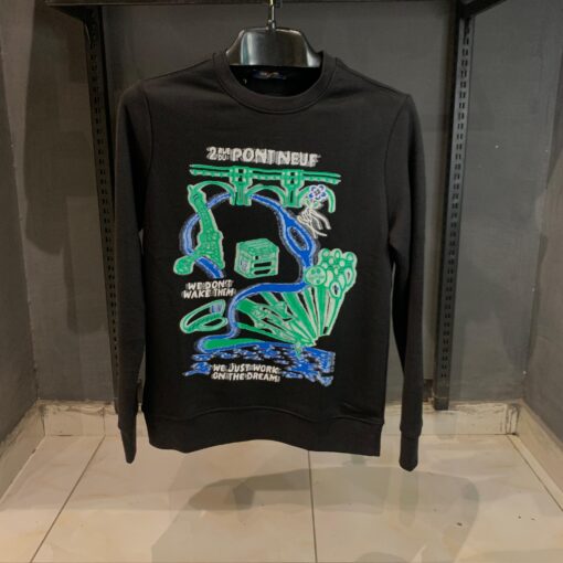 Louis V Intarsia Graphic Black Sweatshirt