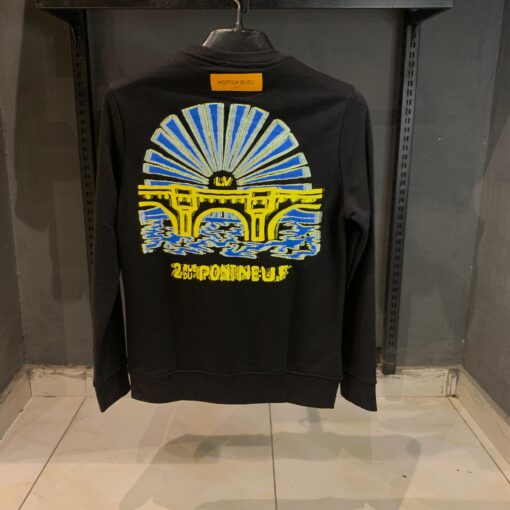 Louis V Intarsia Graphic Black Sweatshirt - Image 2