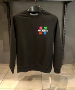 OFFW Colorful Kaws Graphic Black Sweatshirt