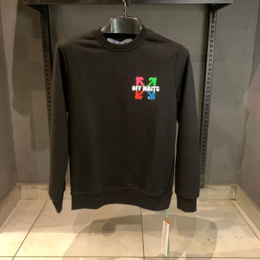OFFW Colorful Kaws Graphic Black Sweatshirt