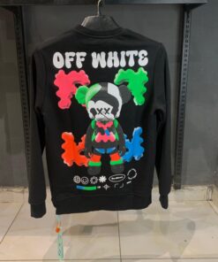 Alternative view of OFFW Colorful Kaws Graphic Black Sweatshirt