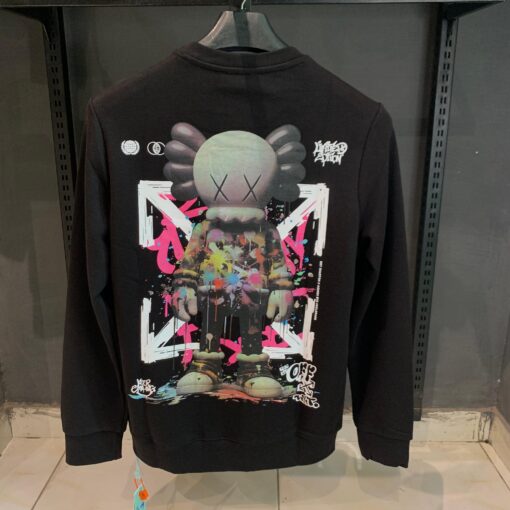 OFFW Black Sweatshirt with Multicolored Gloves - Image 2