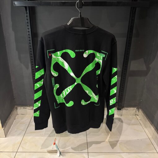 OFFW Stripe Cotton Black Sweatshirt - Image 2