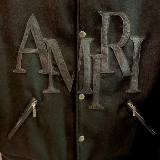 AR Leather Logo Varsity Jacket - Image 2