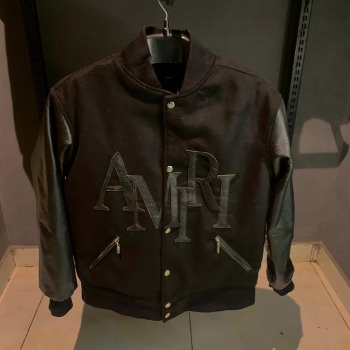 AR Leather Logo Varsity Jacket