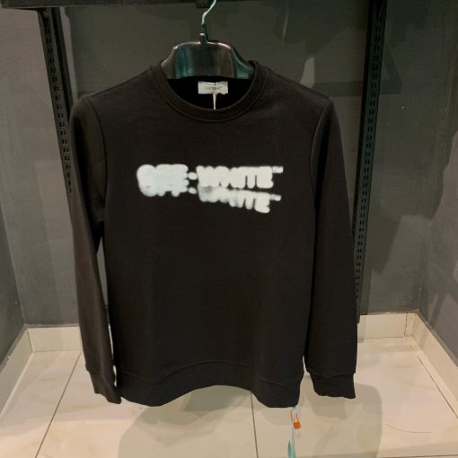 OFFW Faded Logo Print Sweatshirt with Cross on Back