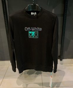 OFFW Black Sweatshirt with Green Faded Elephant