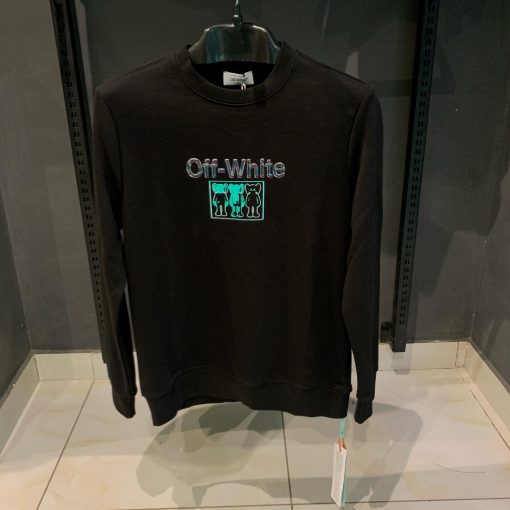 OFFW Black Sweatshirt with Green Faded Elephant