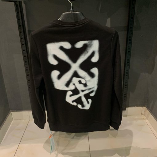 OFFW Faded Logo Print Sweatshirt with Cross on Back - Image 2