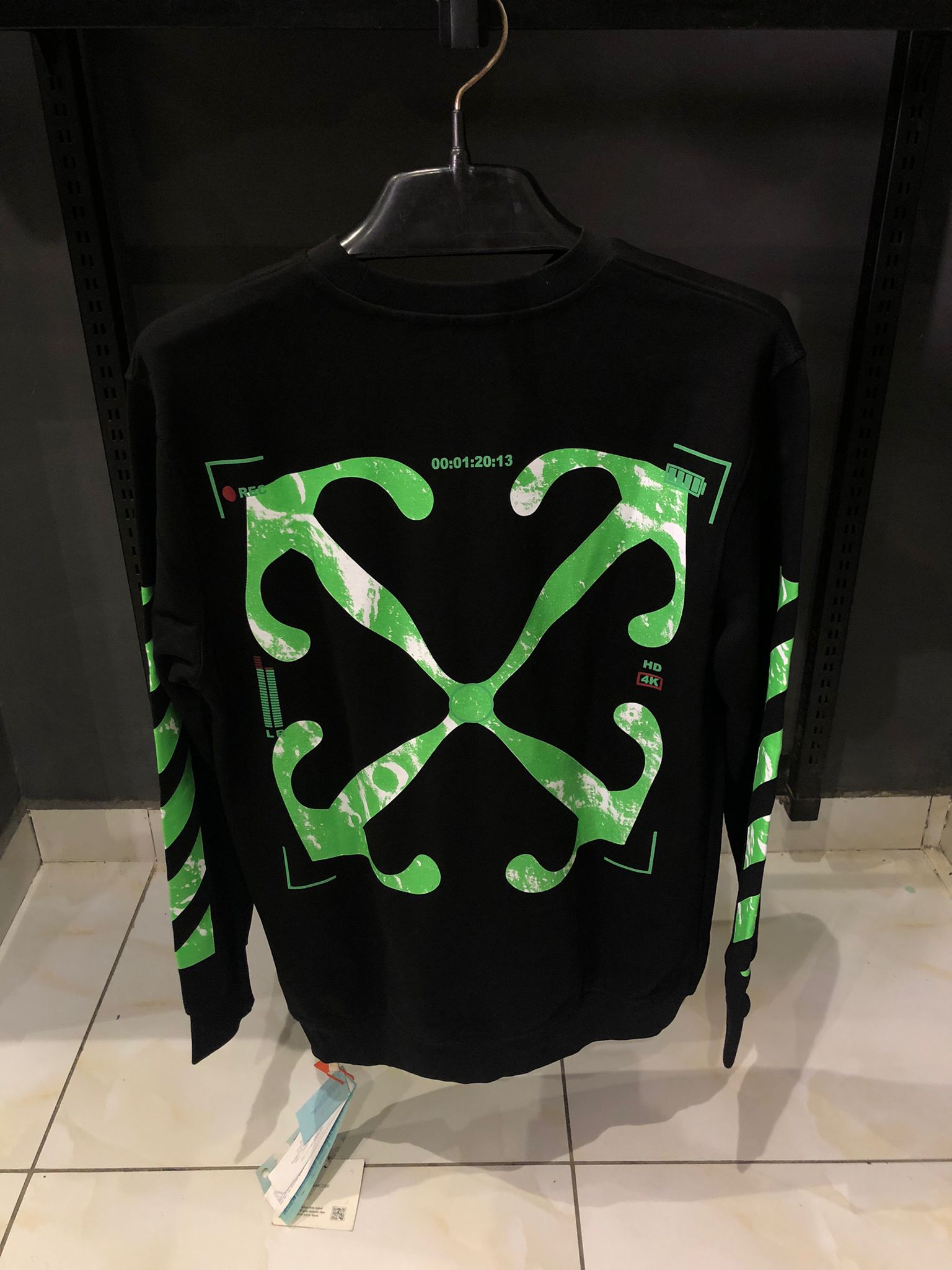 OFFW Black Sweatshirt Green Print - Image 2