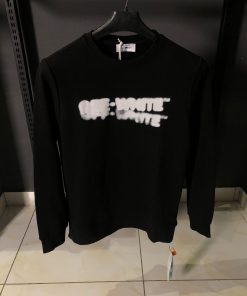 OFFW Faded Logo Print Sweatshirt with Cross on Back