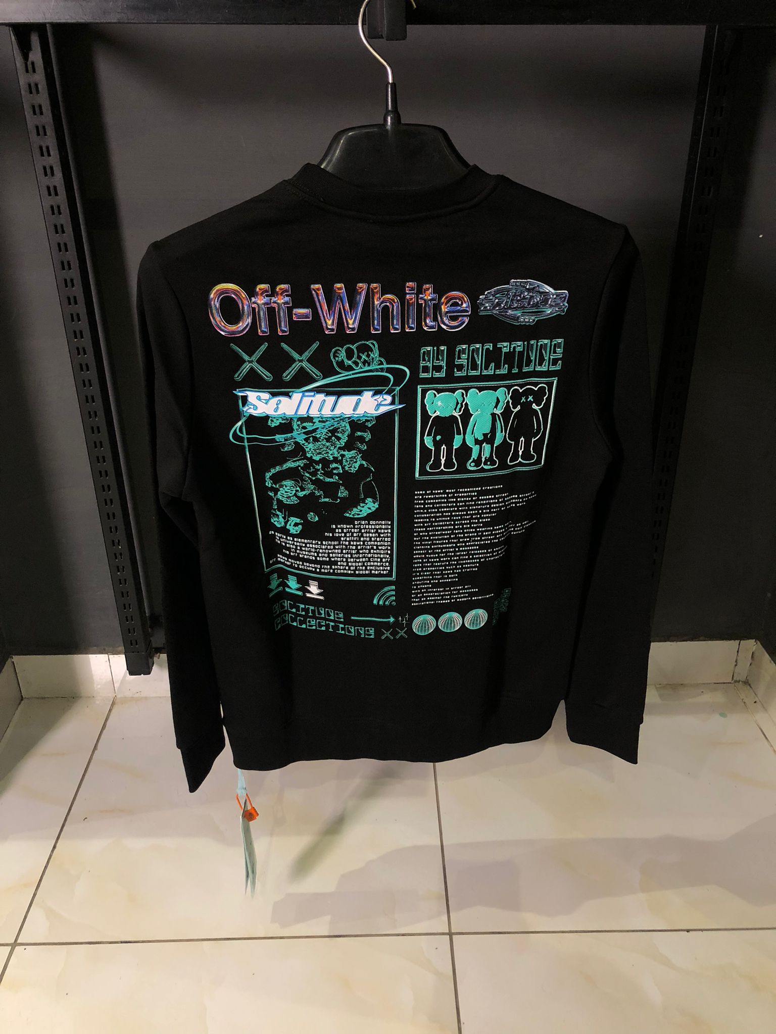 OFFW Black Sweatshirt with Green Faded Elephant - Image 2
