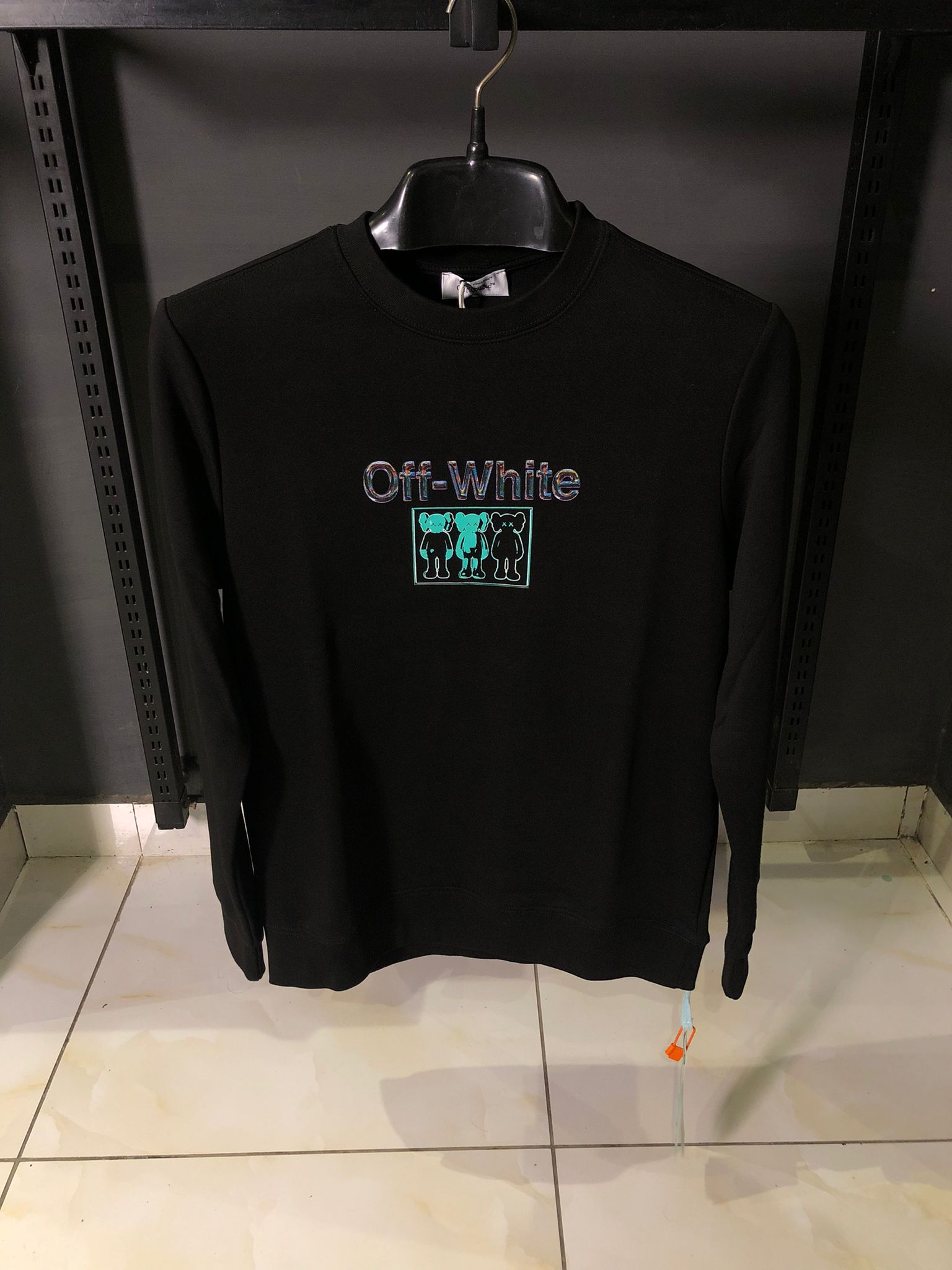 OFFW Black Sweatshirt with Green Faded Elephant