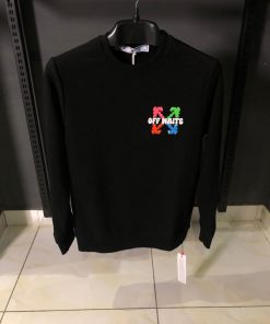 OFFW Colorful Kaws Graphic Black Sweatshirt