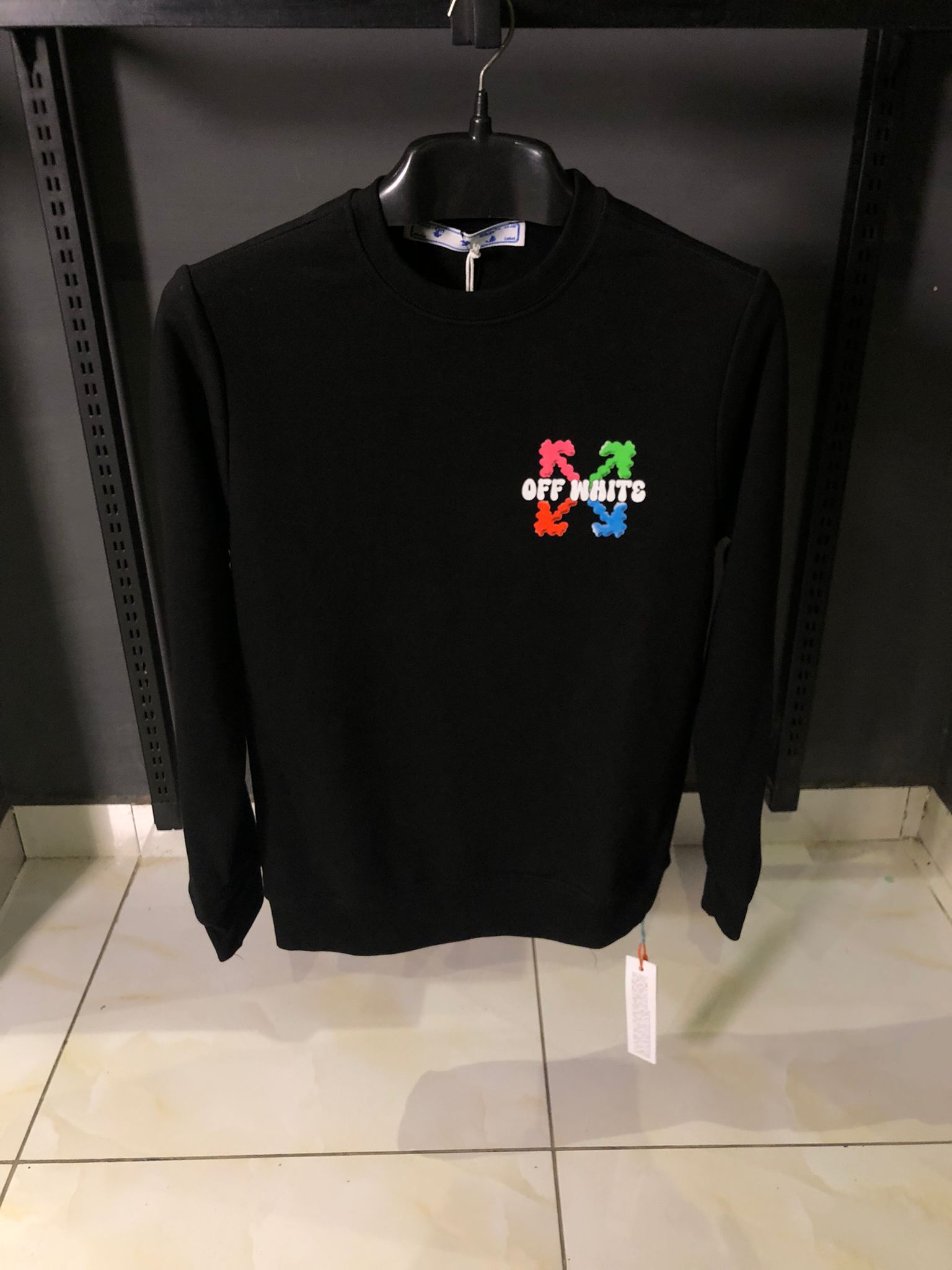 OFFW Colorful Kaws Graphic Black Sweatshirt