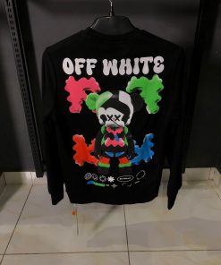 Alternative view of OFFW Colorful Kaws Graphic Black Sweatshirt